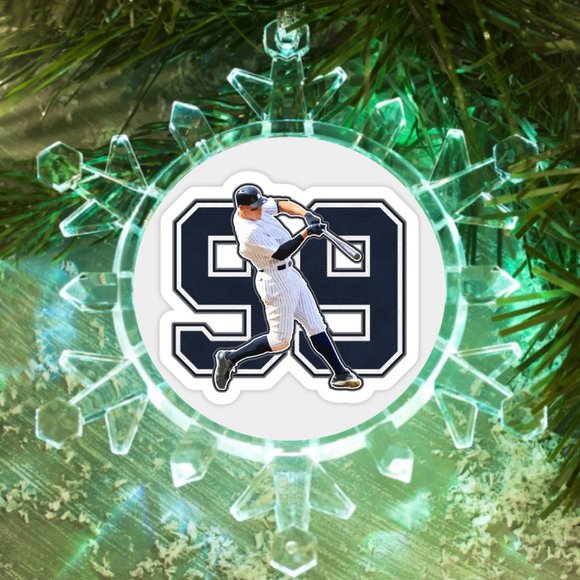 Aaron Judge New York Yankees Snowflake Blinking Holiday Christmas Tree Ornament - Picture 1 of 5